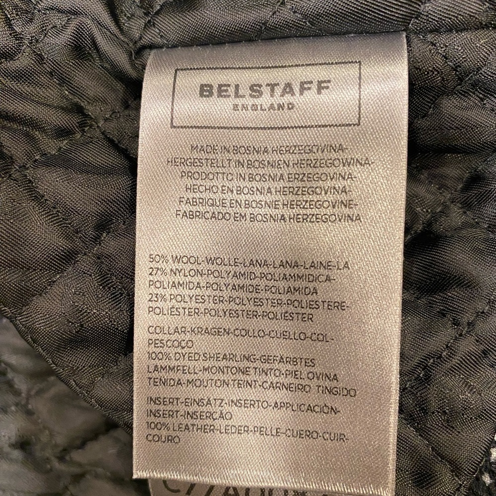Belstaff Jacket Size Small Black White Wool Blend Shearling Collar Moto - Picture 14 of 16